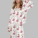 Christmas Flamingo Martini Satin Pajama Set