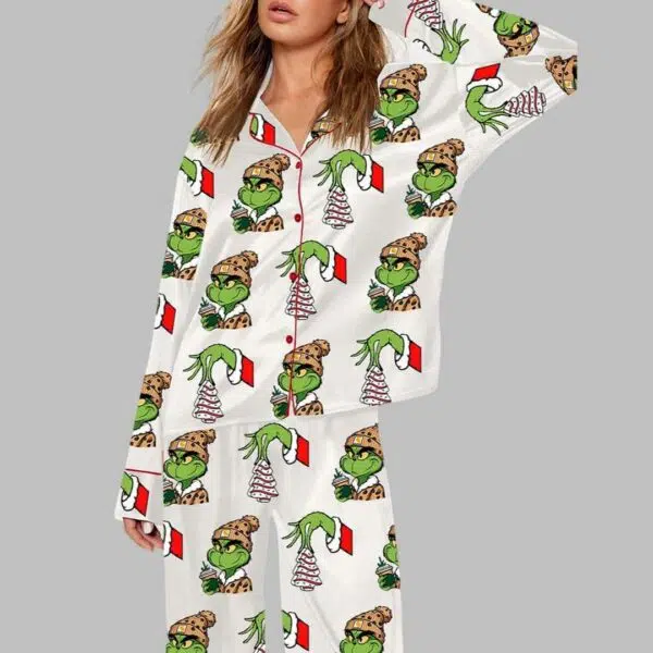 Christmas Grnch Tree Cake Pajama Set 1