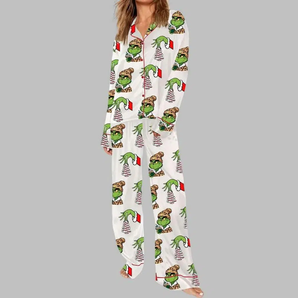 Christmas Grnch Tree Cake Pajama Set 3