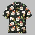 Christmas Happy Night With Santa Snowman Pattern Aloha Hawaiian Shirts