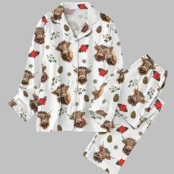 Christmas Highland Cow Pajama Set 1