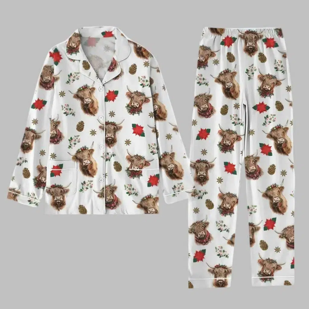 Christmas Highland Cow Pajama Set 3