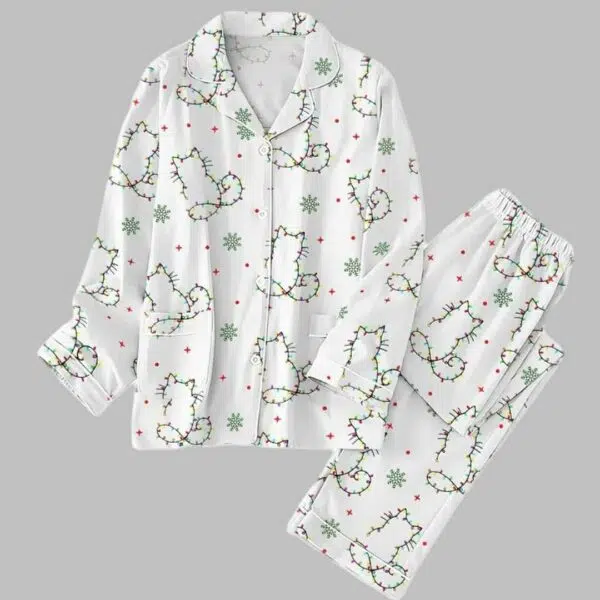 Christmas Lights Cat Pajamas Set 1