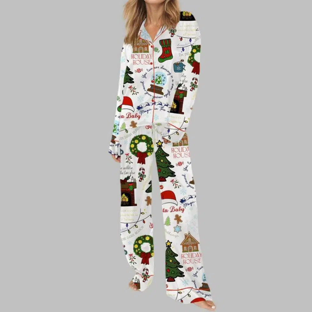 Christmas Lyrics Satin Pajama Set 3