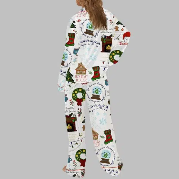 Christmas Lyrics Satin Pajama Set For 4