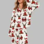 Christmas Reindeer Coquette Bow Pajama Set