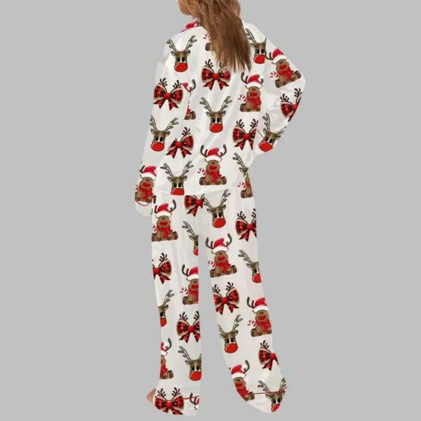 Christmas Reindeer Coquette Bow Pajama Set 4