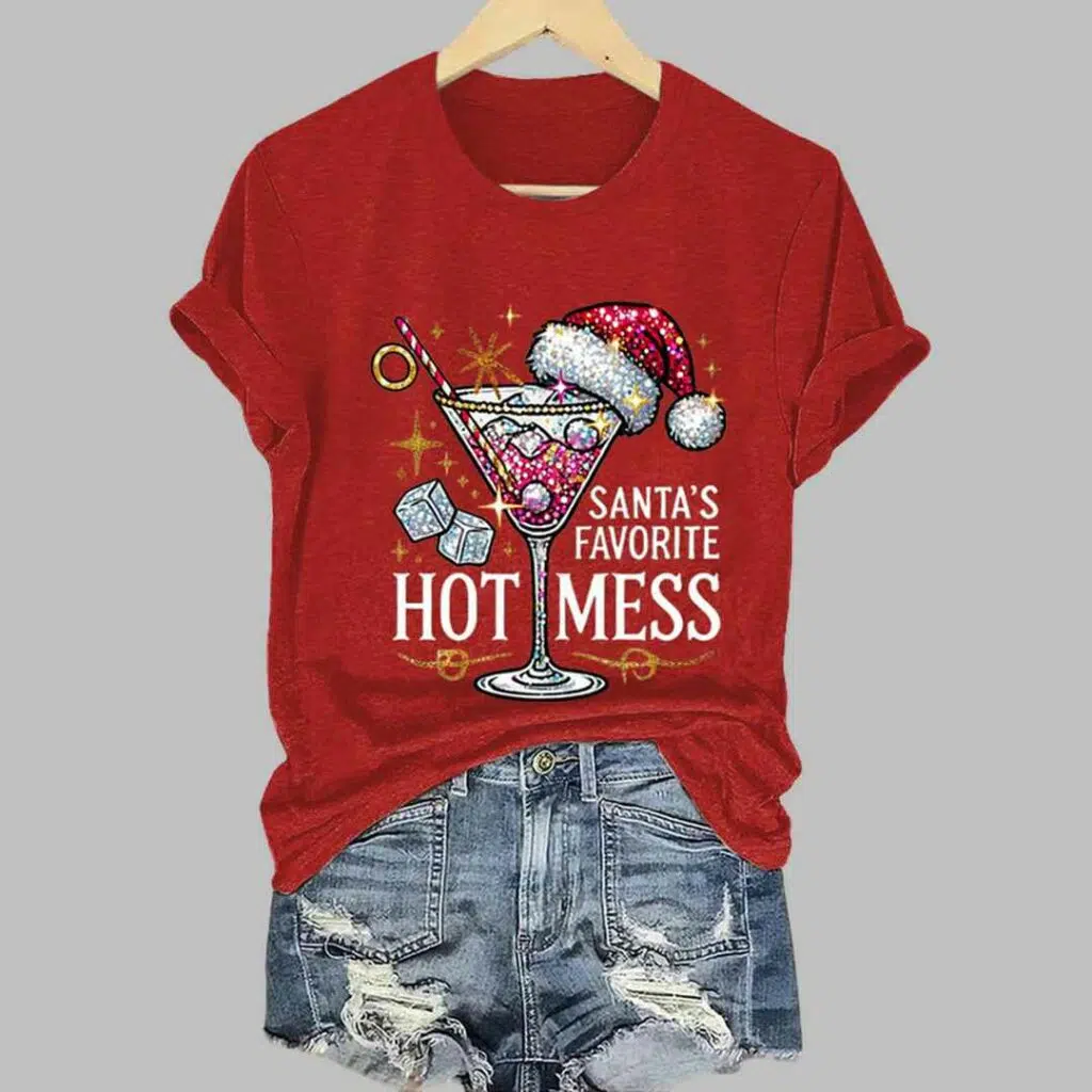 Christmas Santas Favorite Hot Mess Printed Shirt 3