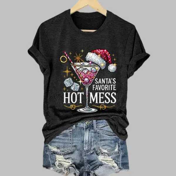 Christmas Santas Favorite Hot Mess Printed Shirt 4