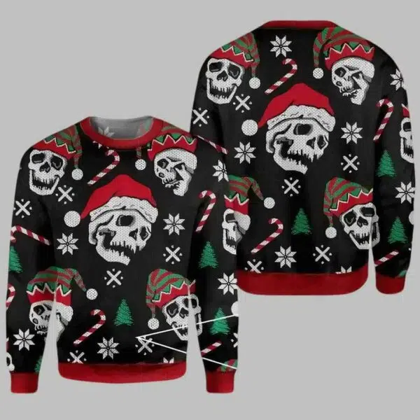 Christmas Skull Santa Ugly Christmas Sweater 1