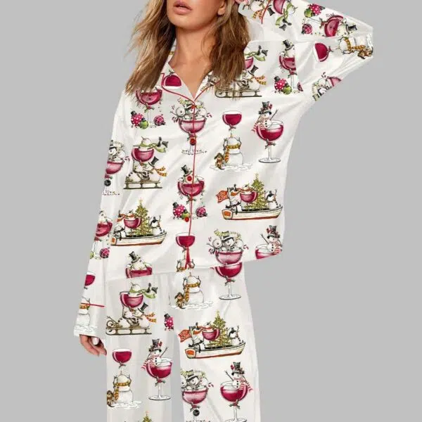 Christmas Winey Snowman Pajama Set 1