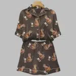 Coffee Cat Art Print Pajama Set