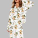 Cookie Wine Leopard Christmas Art Pajama Set