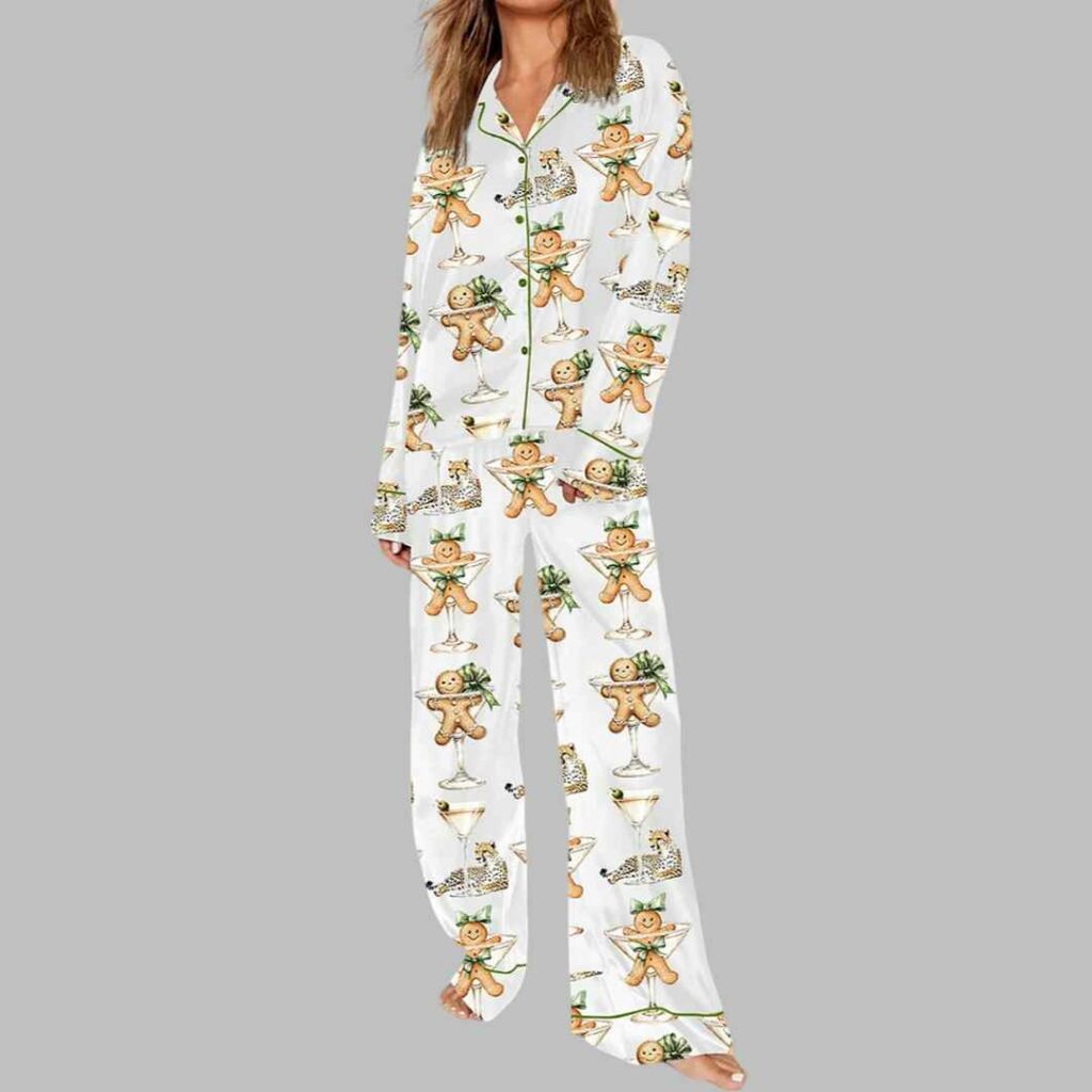 Cookie Wine Leopard Christmas Art Pajama Set 3 Cookie Wine Leopard Christmas Art Pajama Set 3