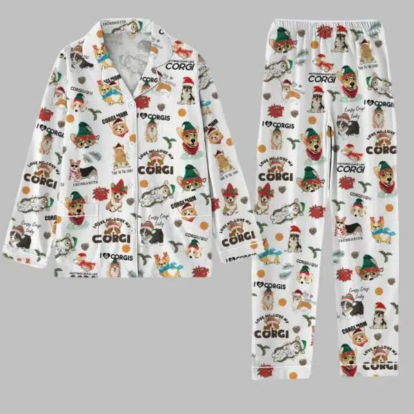 Corgi Dog Christmas Pajama Set 3