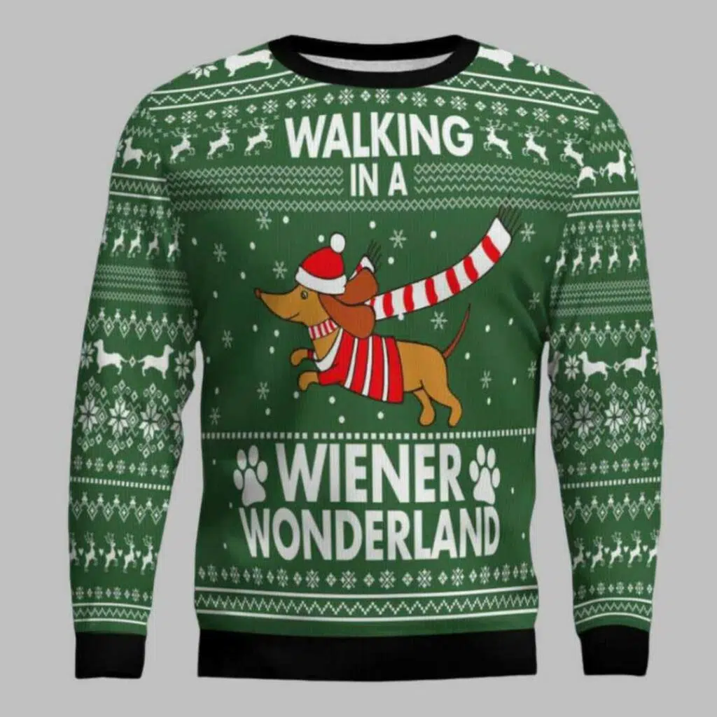 Dachshund Weiner Wonderland Ugly Christmas Sweater 1