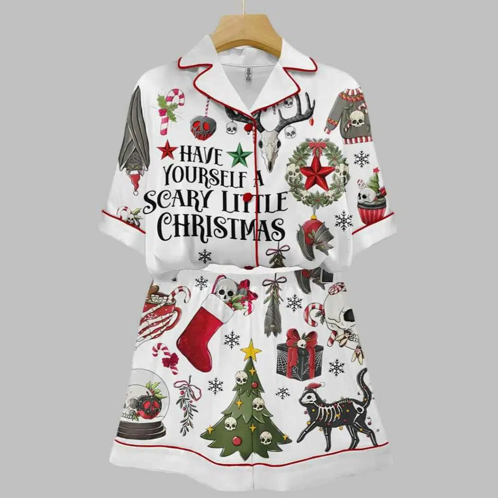 Dark Have Yourself A Scary Little Christmas Art Print Pajama Set 3