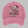 Distressed Washed Christmas Santas Favorite Hot Mess Hat 2