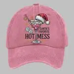 Distressed Washed Christmas Santa's Favorite Hot Mess Hat