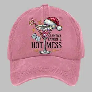 Distressed Washed Christmas Santas Favorite Hot Mess Hat 2