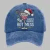 Distressed Washed Christmas Santas Favorite Hot Mess Hat 6