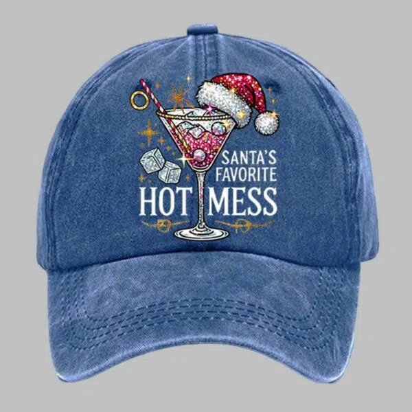 Distressed Washed Christmas Santas Favorite Hot Mess Hat 6