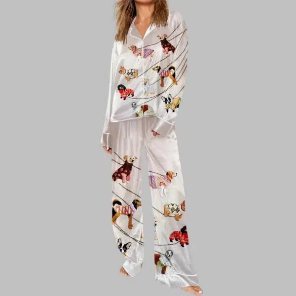 Dog Imitation Embroidery Art Print Pajama Set 2