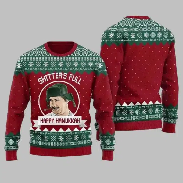 Eddie Griswold Shitters Full Happy Hanukkah Ugly Christmas Sweater 2