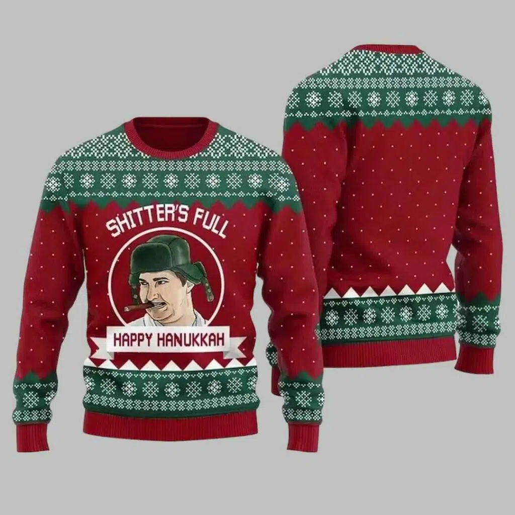 Eddie Griswold Shitters Full Happy Hanukkah Ugly Christmas Sweater 3