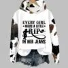 Every Girl Needs A Little RIP In Her Jeans Print Casual Shirt 2