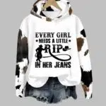 Every Girl Needs A Little RIP In Her Jeans Print Casual Shirt