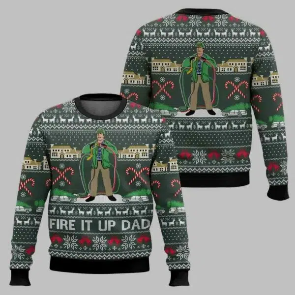 Fire It Up Dad Crark Griswold Ugly Christmas Sweater 2