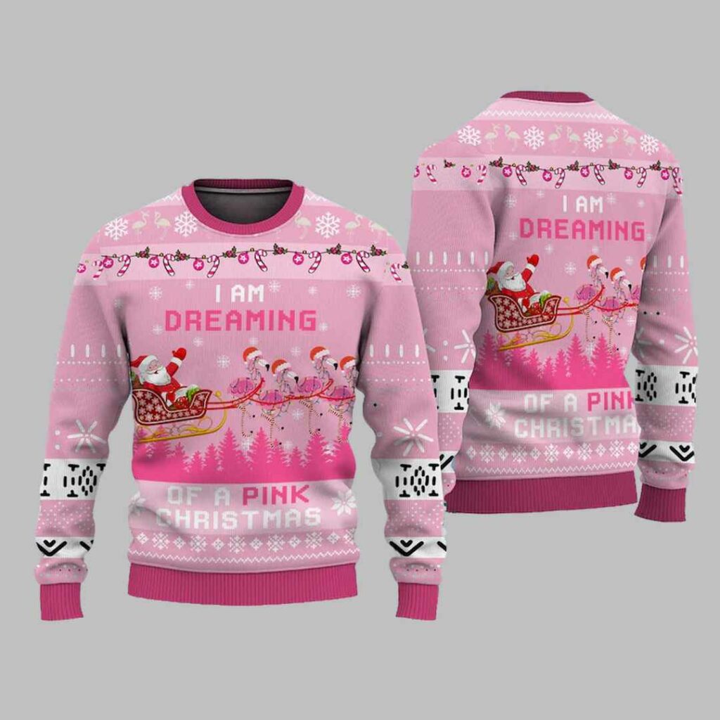 Flamingo I Am Dreaming Of A Pink Christmas Ugly Christmas Sweater 3 Flamingo I Am Dreaming Of A Pink Christmas Ugly Christmas Sweater 3
