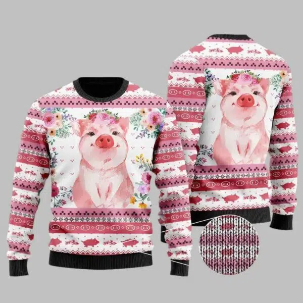 Floral Piggy Ugly Christmas Sweater 2