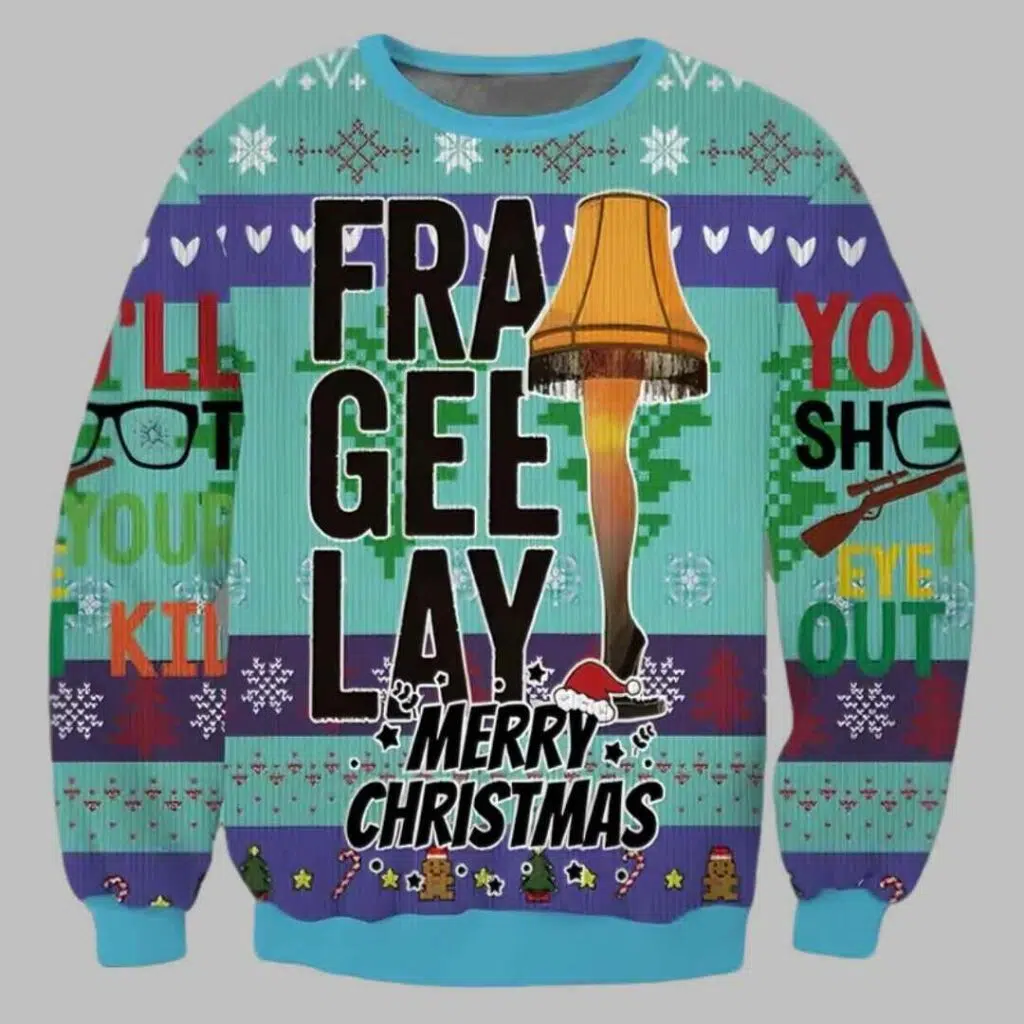 Fragile Leg Lamp Gra Gee Lay Ugly Christmas Sweater 2