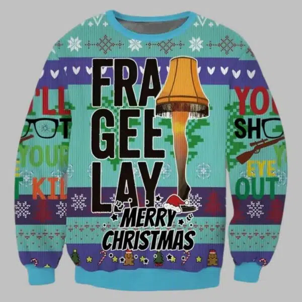 Fragile Leg Lamp Gra Gee Lay Ugly Christmas Sweater 3