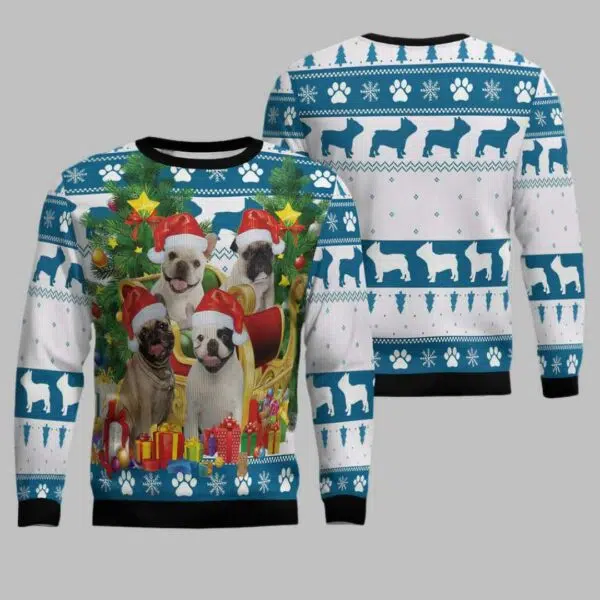 French Bulldog Greeting Ugly Christmas Sweater 1