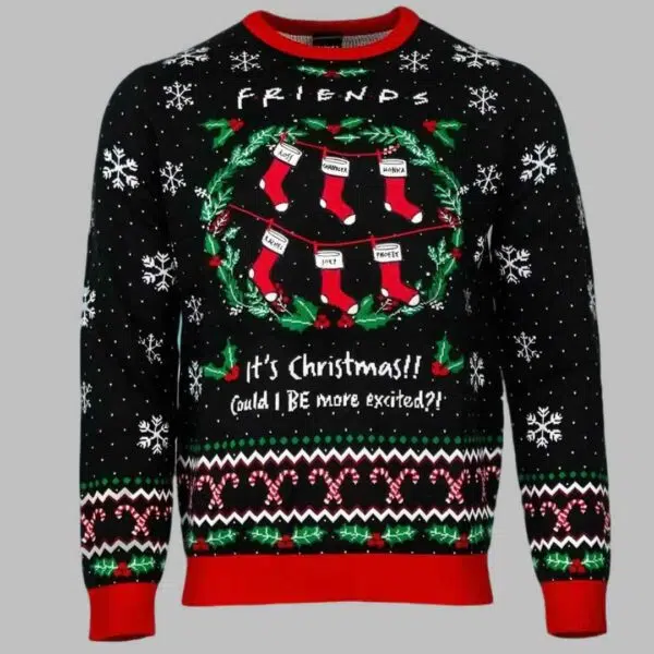 Friends Movie Its Christmas Could I Be More Excited Ugly Christmas Sweater 2 1