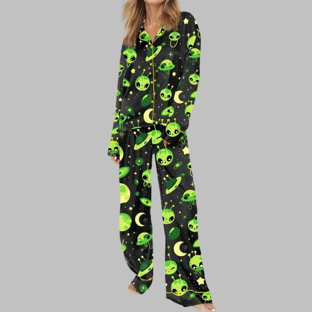 Funny Alien Satin Pajama Set 4