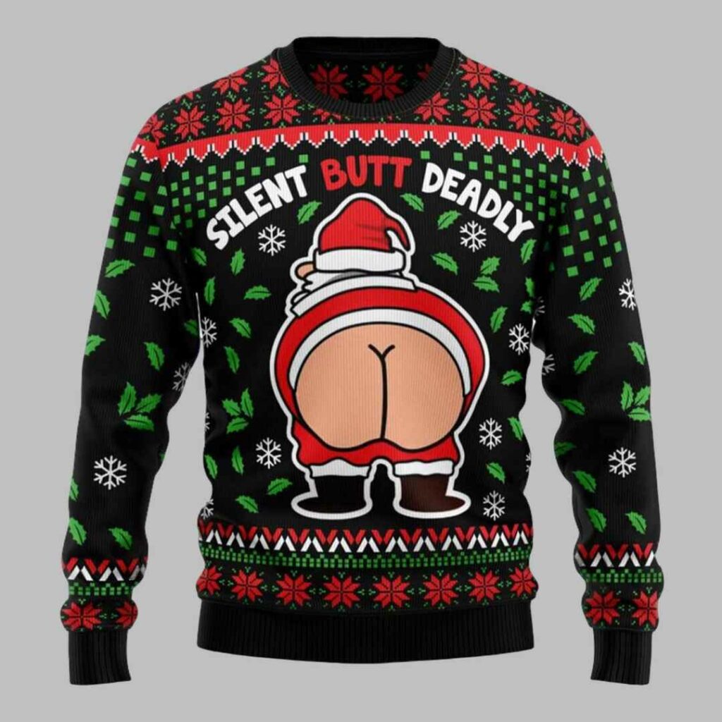 Funny Silent Butt Deadly Santa Ugly Christmas Sweater 3 Funny Silent Butt Deadly Santa Ugly Christmas Sweater 3