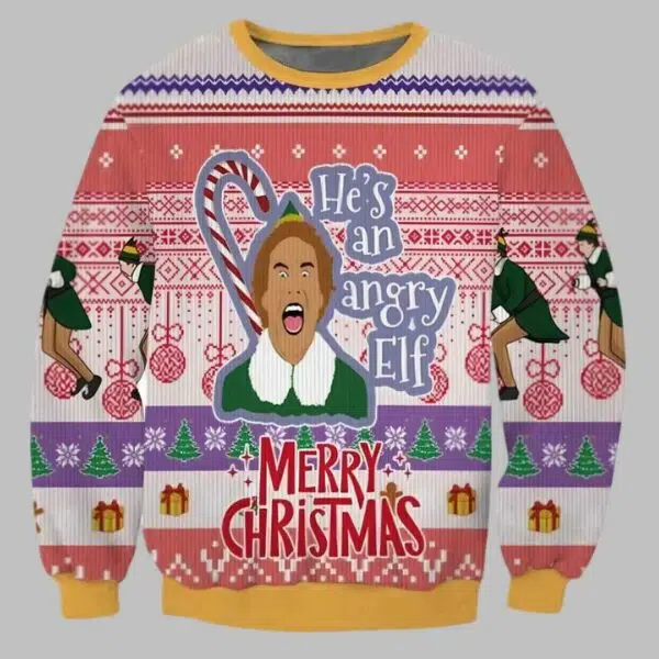 Hes An Angry Elf Ugly Christmas Sweater 2