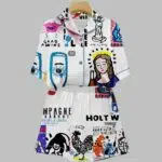 Holly Wine Art Print Pajama Set