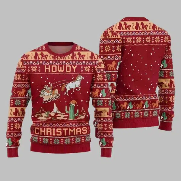 Howdy Cowboys Christmas Ugly Christmas Sweater 2