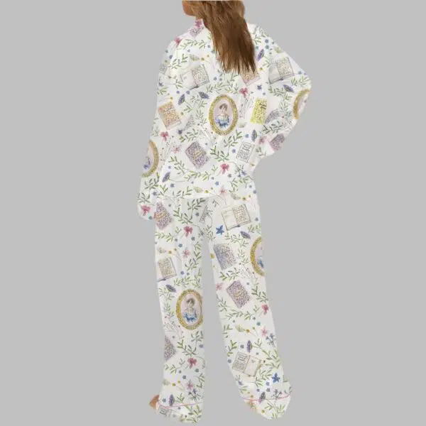 Jane Austen Print Satin Pajama Set 4