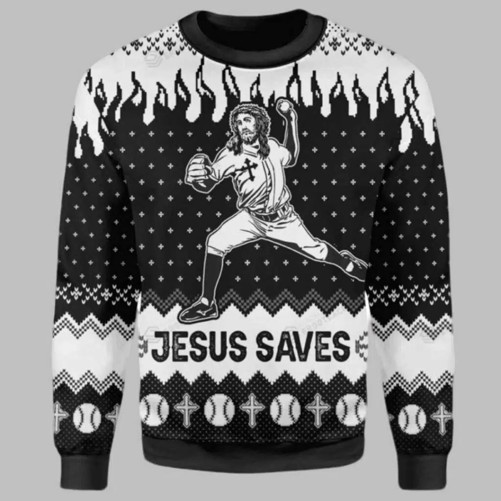 Jesus Save The Baseball Ugly Christmas Sweater 3