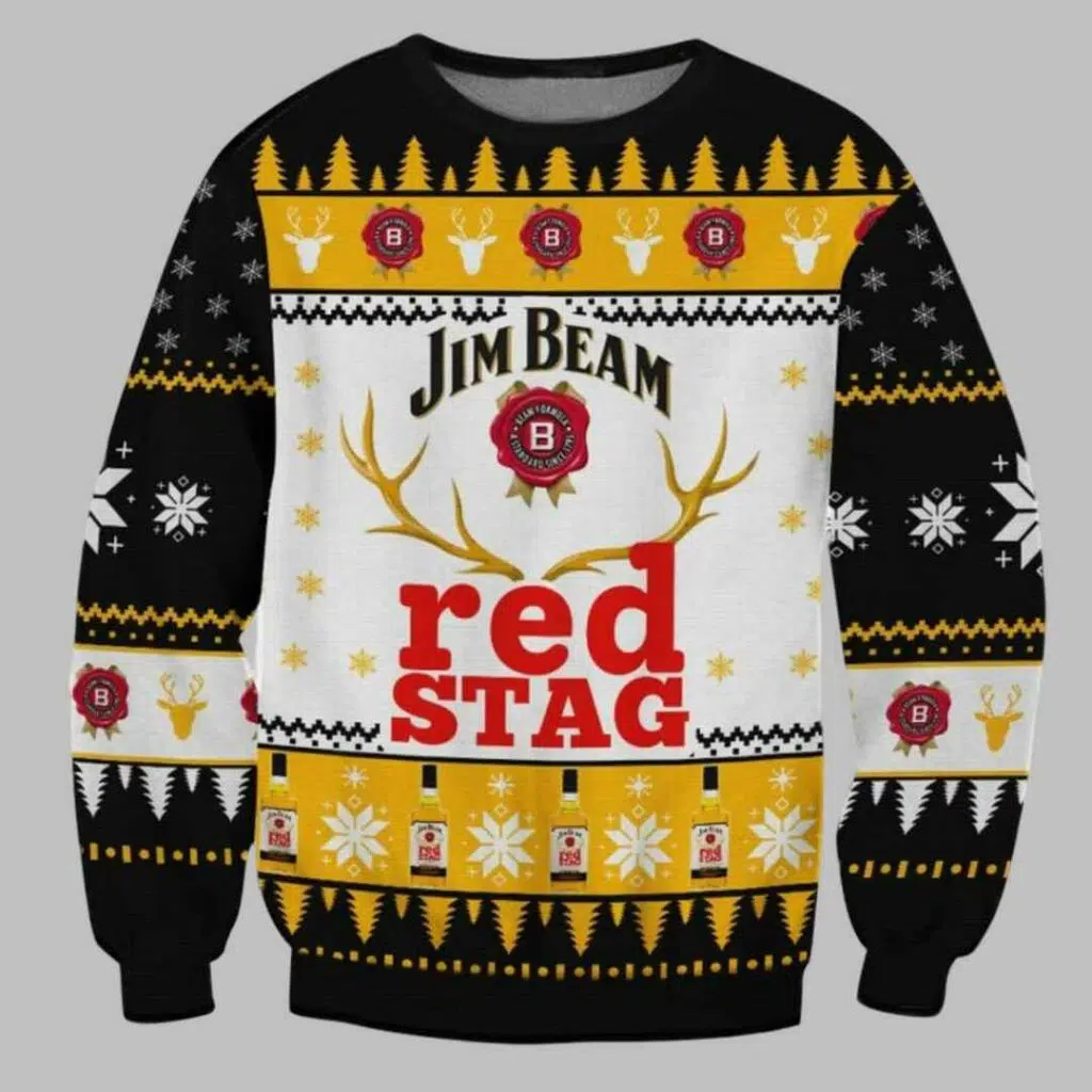 Jim Beam Red Stag Whiskey Ugly Christmas Sweater 3