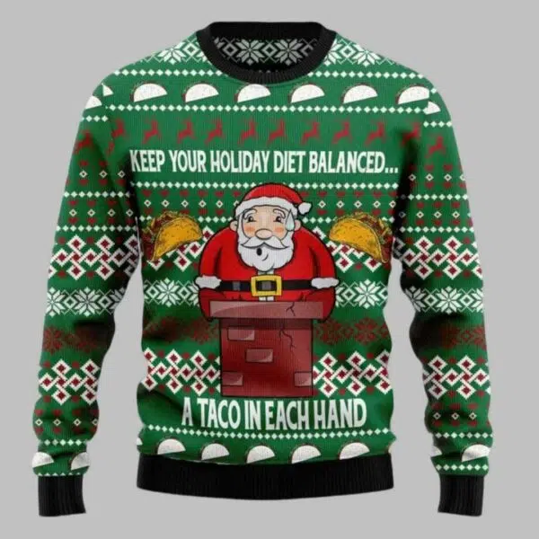 Keep Your Holiday Diet Balanced Ugly Christmas Sweater 2