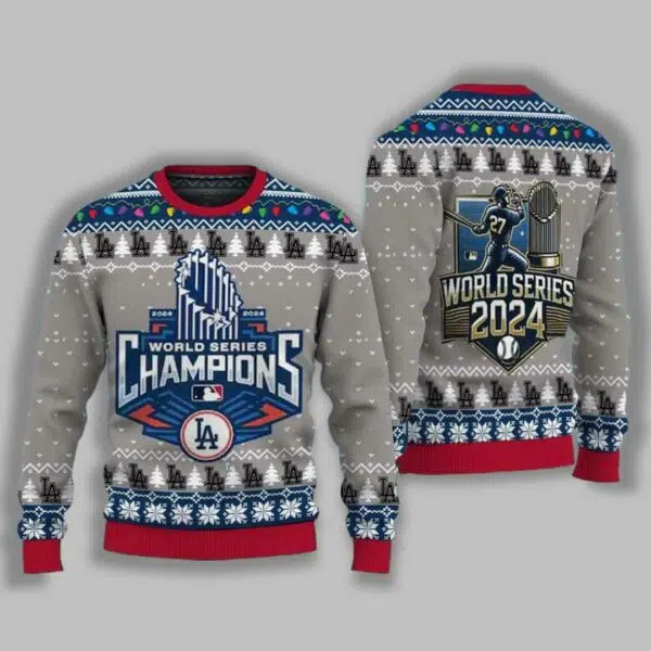 LA Dodgers World Series 2024 Ugly Christmas Sweater 3