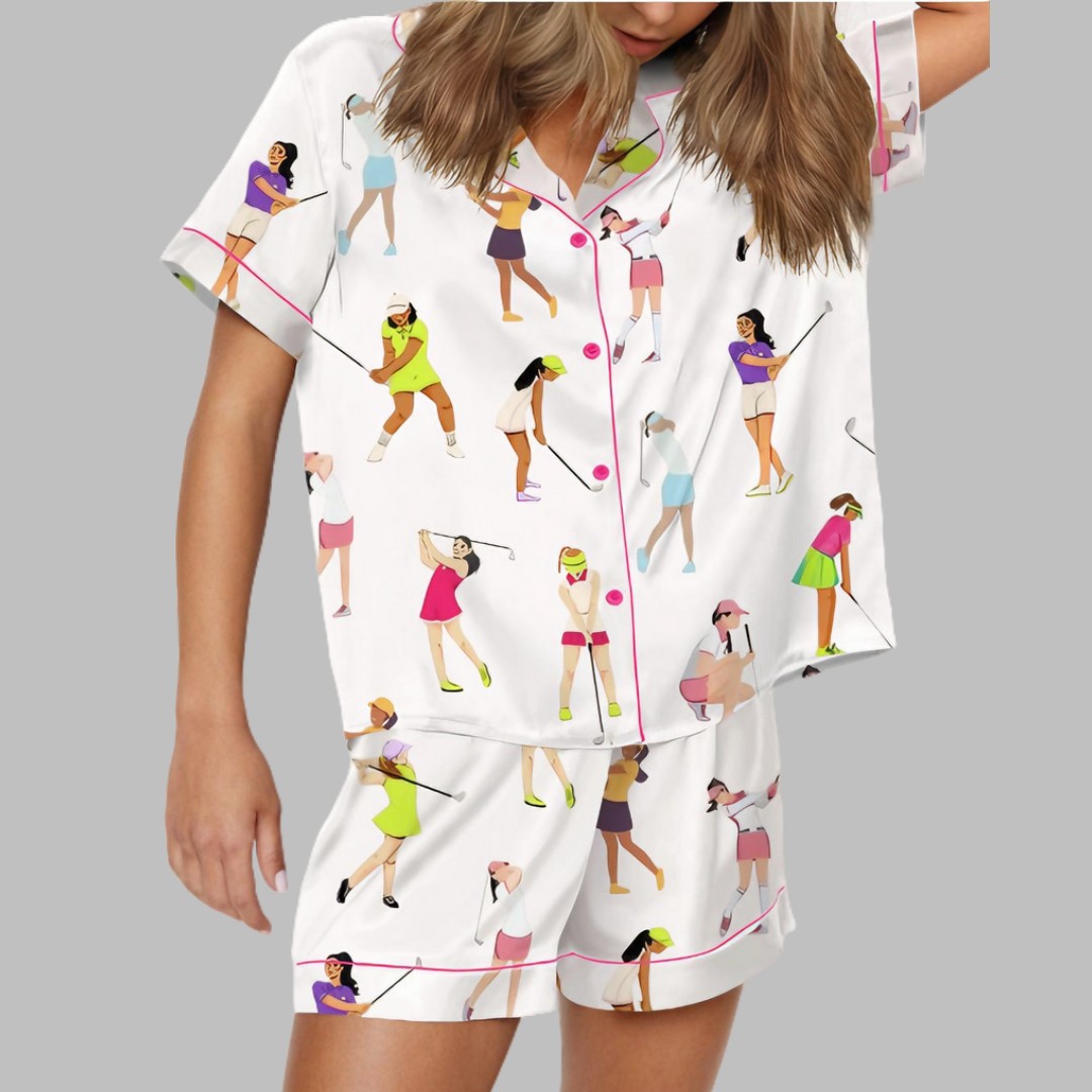 Cream Golf Tournament PJ Set