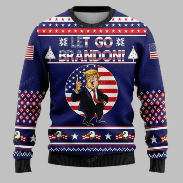 Let Go Brandon FJB Trump Eagle Ugly Christmas Sweater 2